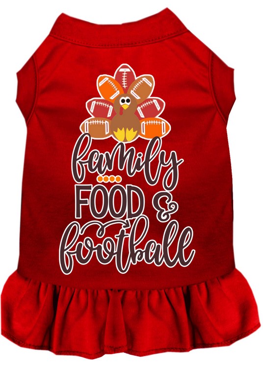 Family, Food, and Football Screen Print Dog Dress Red Med